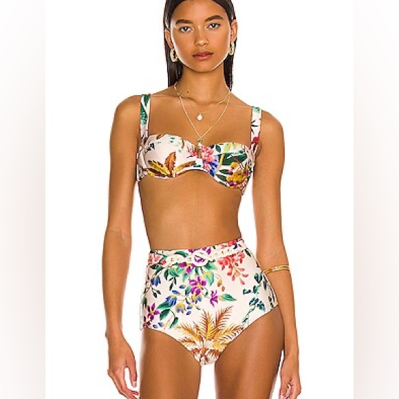 Zimmermann Multicolor Floral set of Bikini and bottom TROPICANA Cream Floral sz1 - Picture 9 of 16